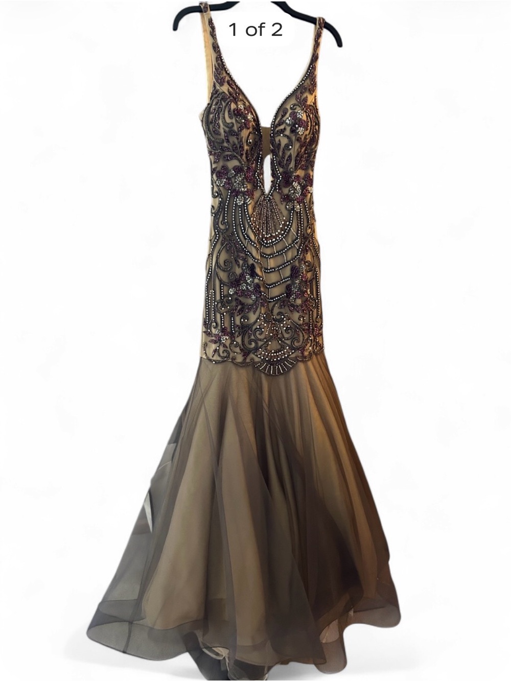 Elegant Gold Beaded Mermaid Prom Dress